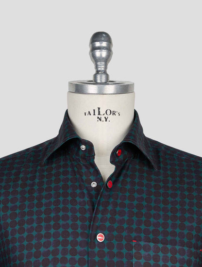 Kiton Blue Green Cotton Shirt