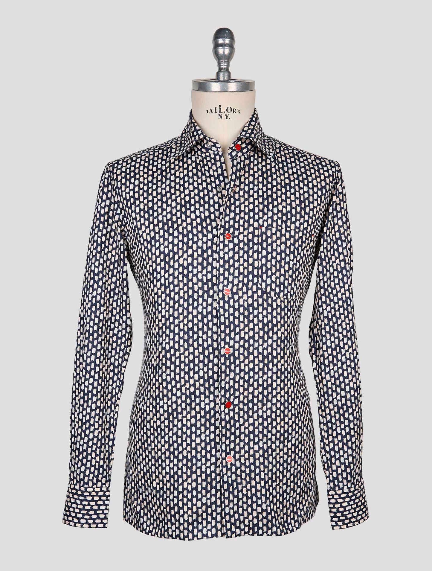 Kiton Blue White Cotton Shirt
