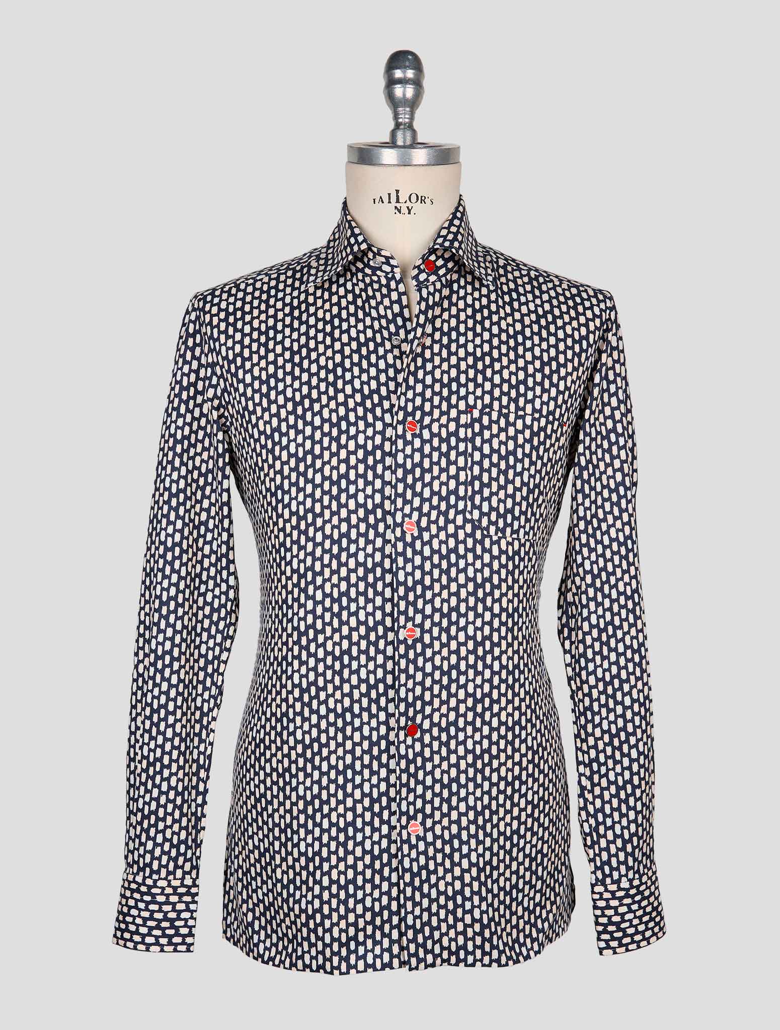 Kiton Blue White Cotton Shirt