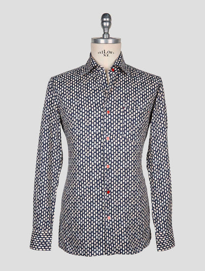 Kiton Blue White Cotton Shirt