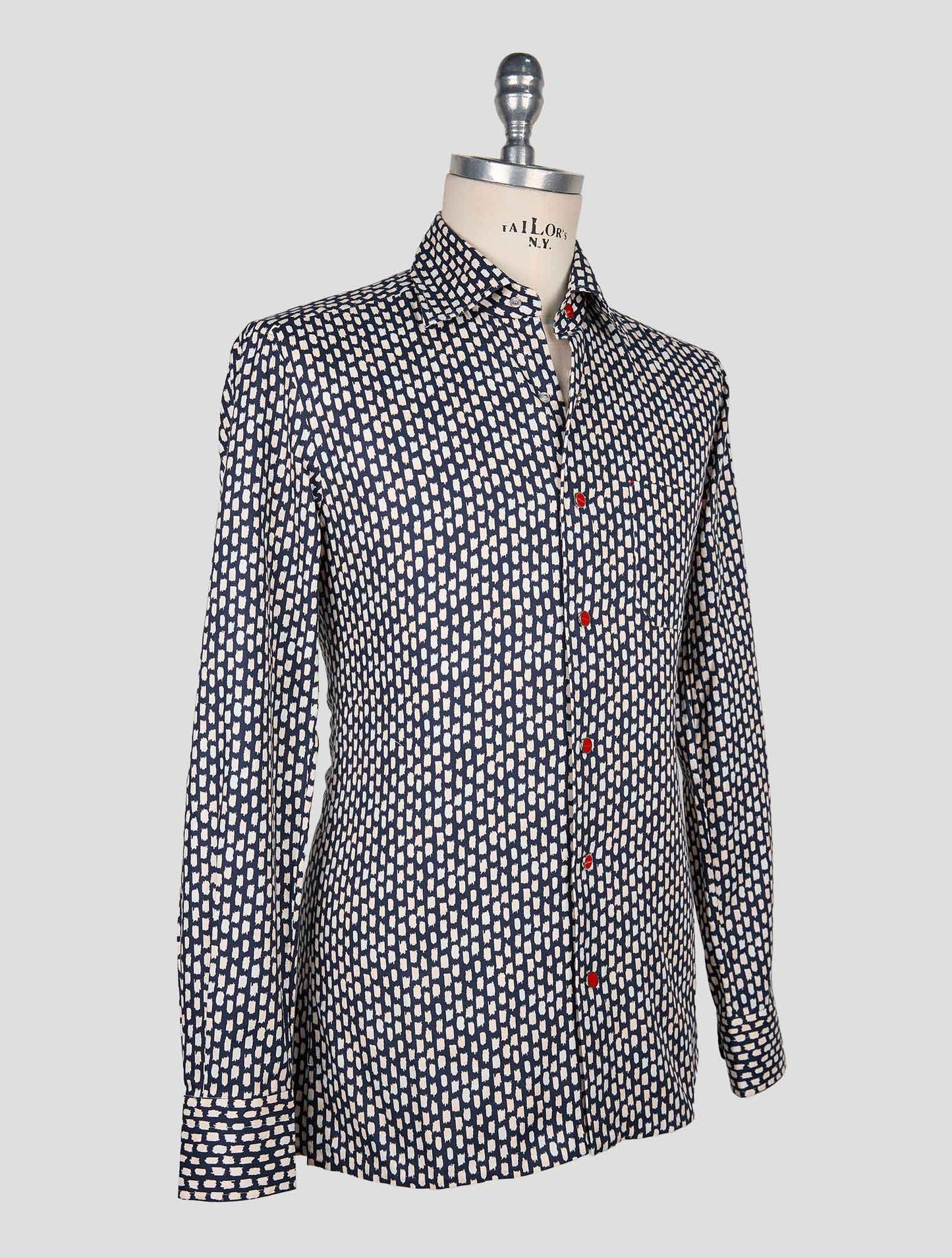 Kiton Blue White Cotton Shirt