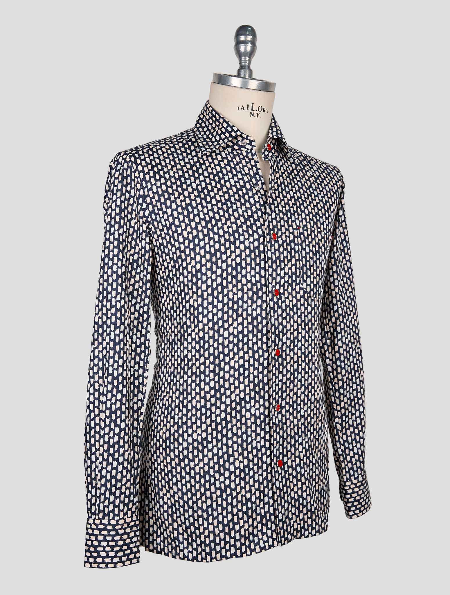 Kiton Blue White Cotton Shirt