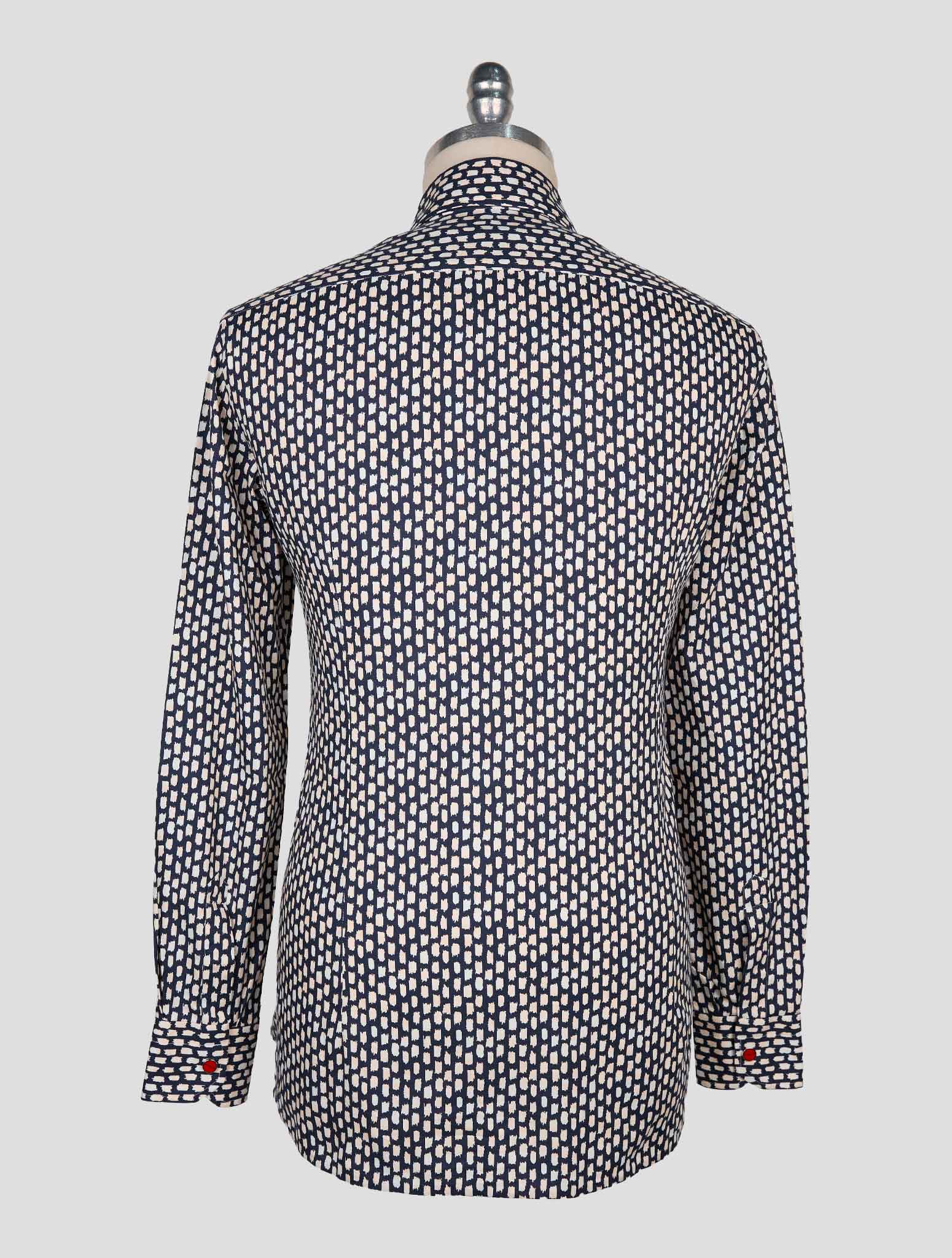 Kiton Blue White Cotton Shirt