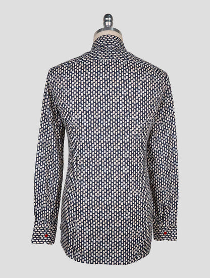 Kiton Blue White Cotton Shirt