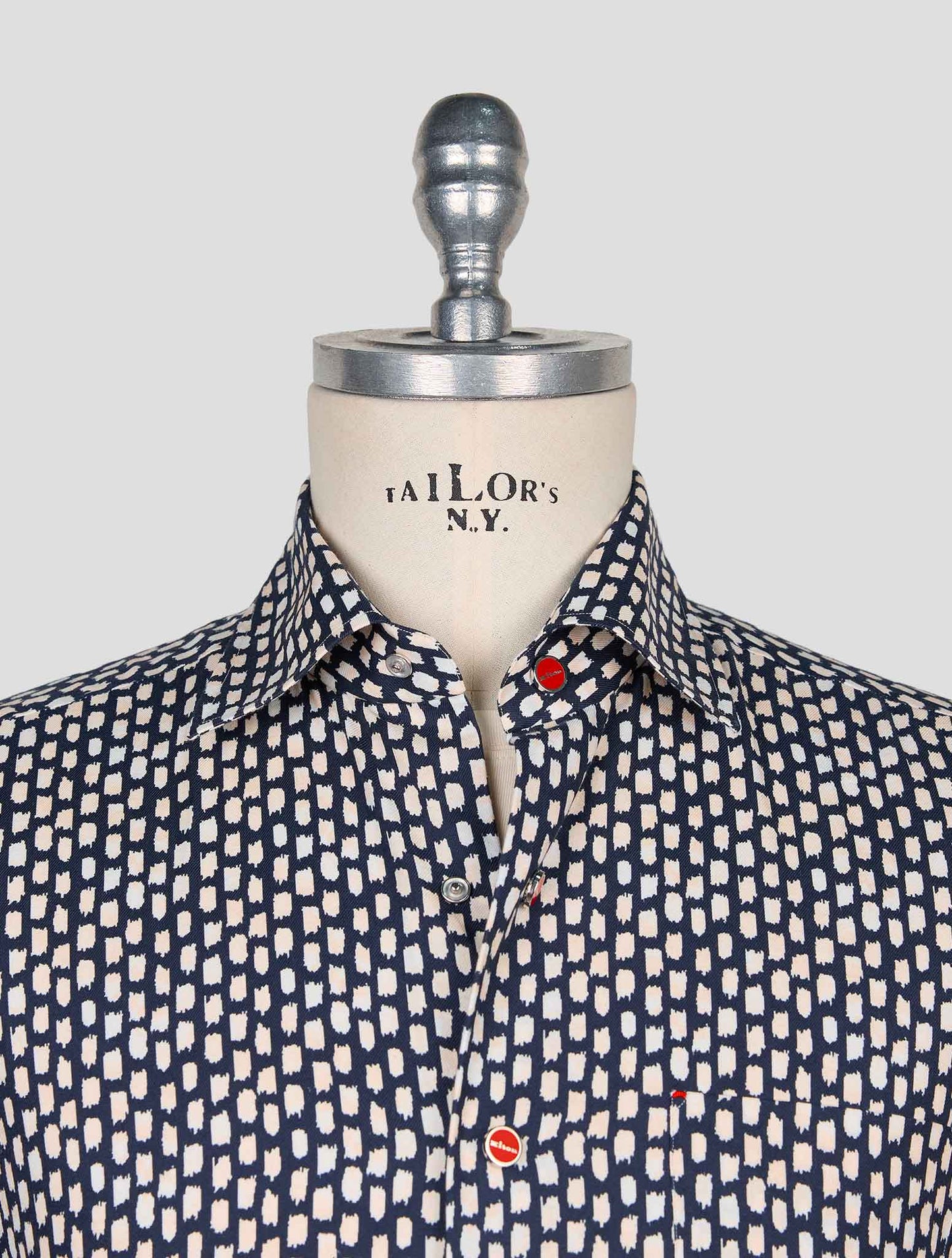 Kiton Blue White Cotton Shirt