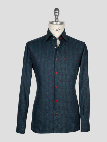 Kiton Blue Green Cotton Shirt