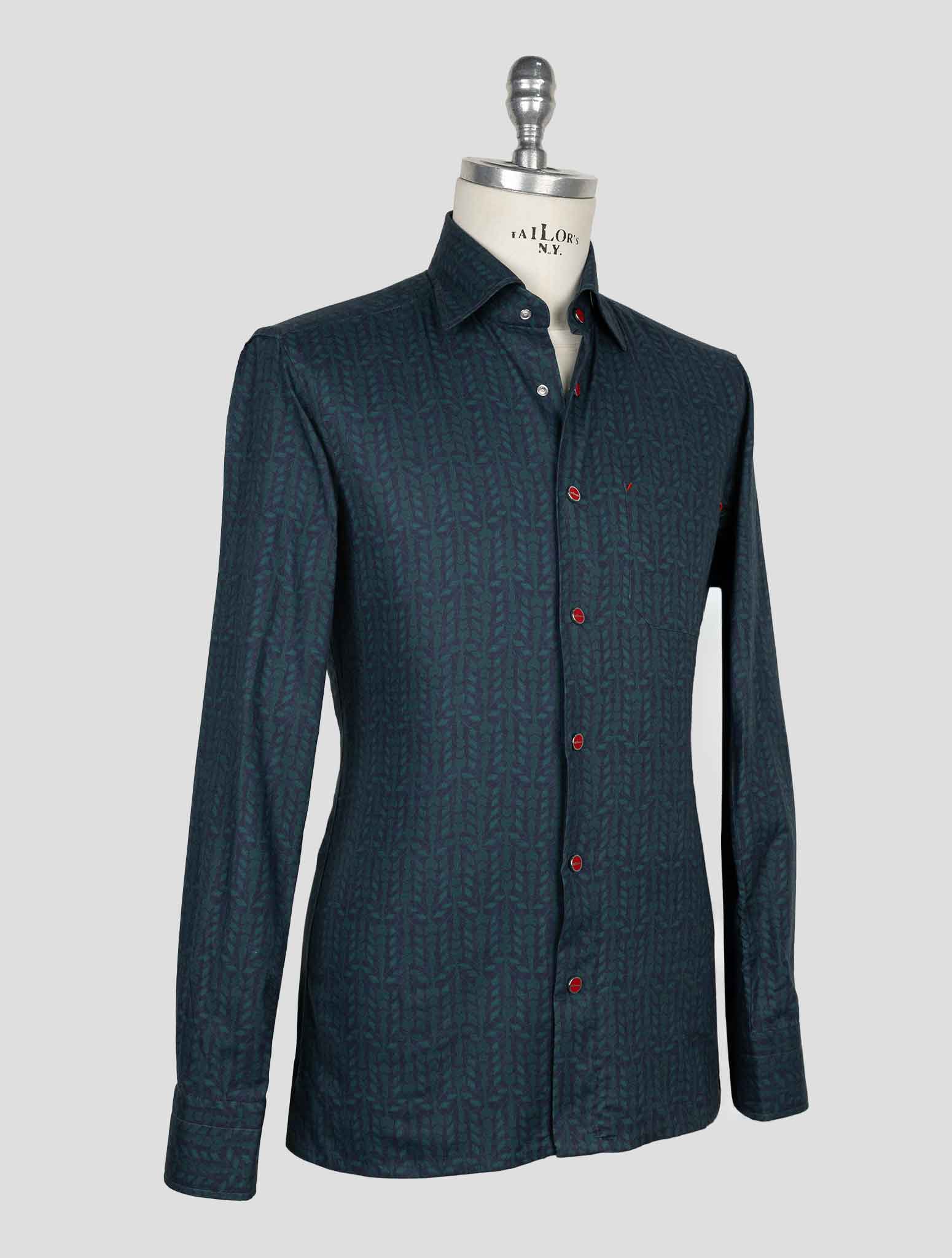 Kiton Blue Green Cotton Shirt