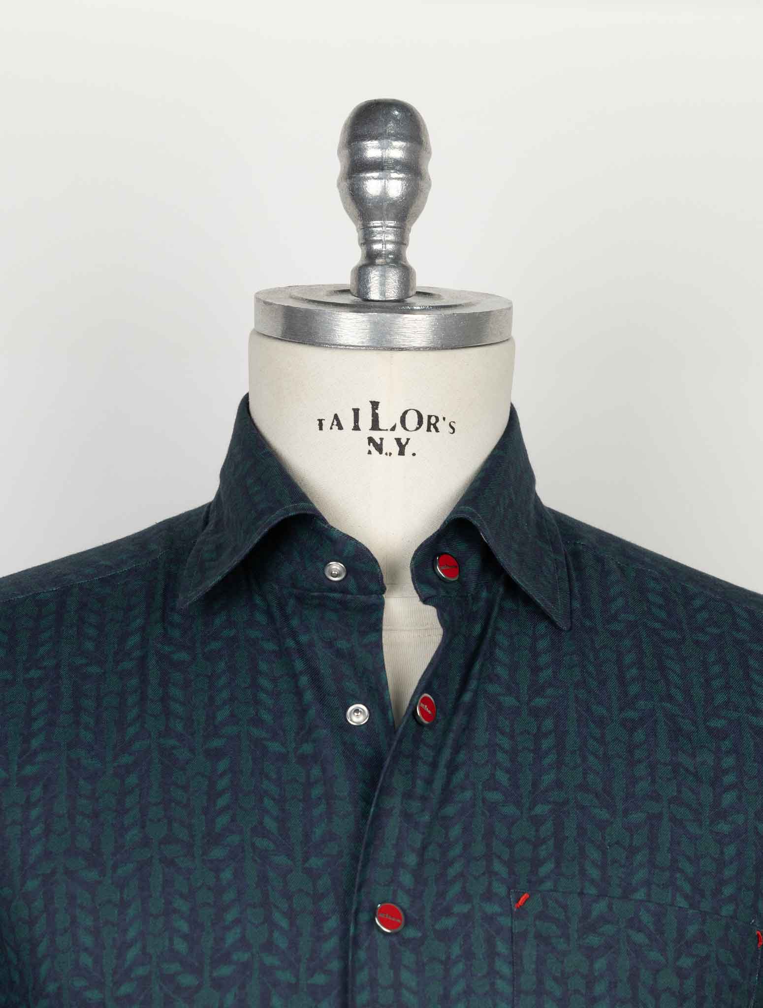 Kiton Blue Green Cotton Shirt