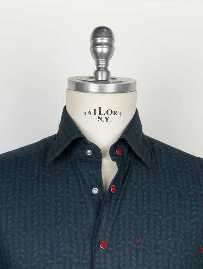 Kiton Blue Green Cotton Shirt