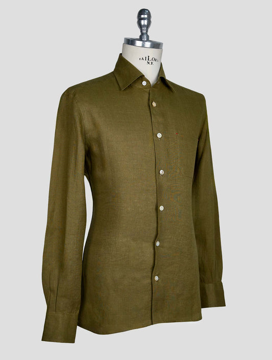 Kiton Green Linen Shirt