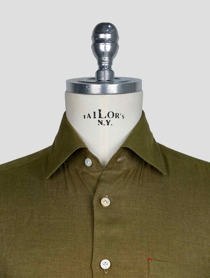 Kiton Green Linen Shirt