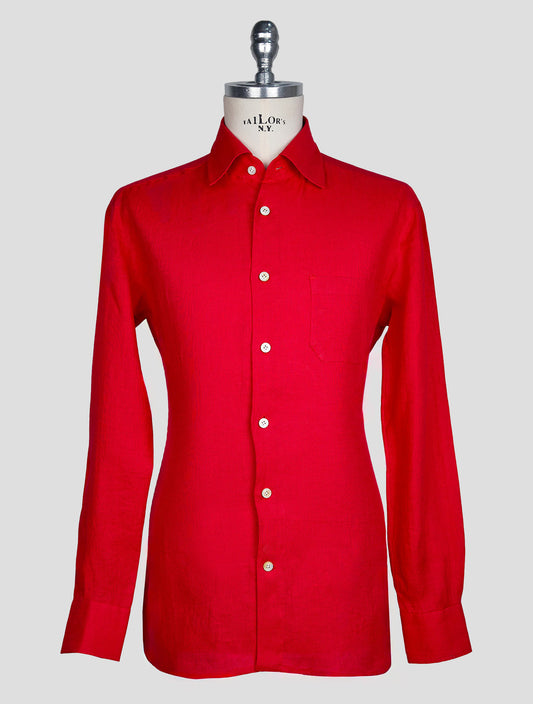 Kiton Red Linen Shirt