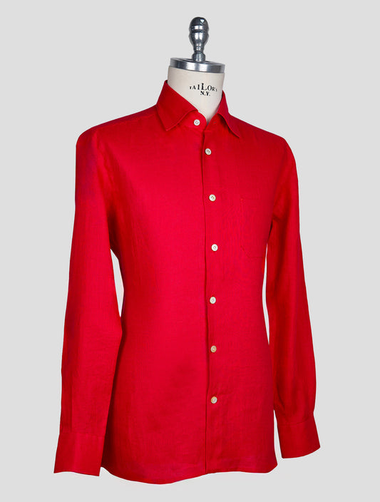 Kiton Red Linen Shirt