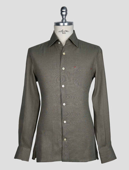 Kiton Gray Linen Shirt