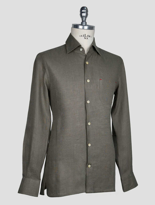 Kiton Gray Linen Shirt
