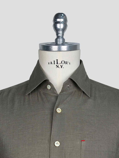 Kiton Gray Linen Shirt