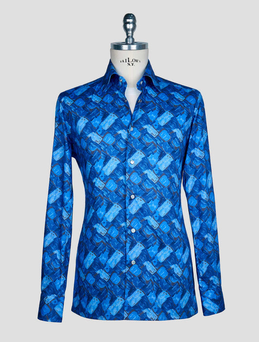 Kiton Blue Cotton Shirt