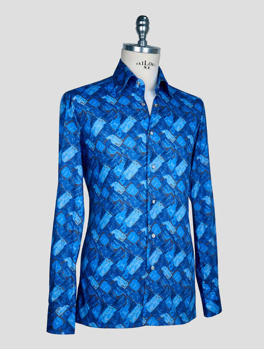 Kiton Blue Cotton Shirt