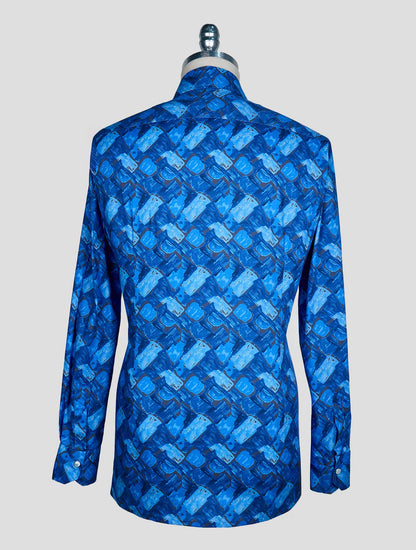 Kiton Blue Cotton Shirt