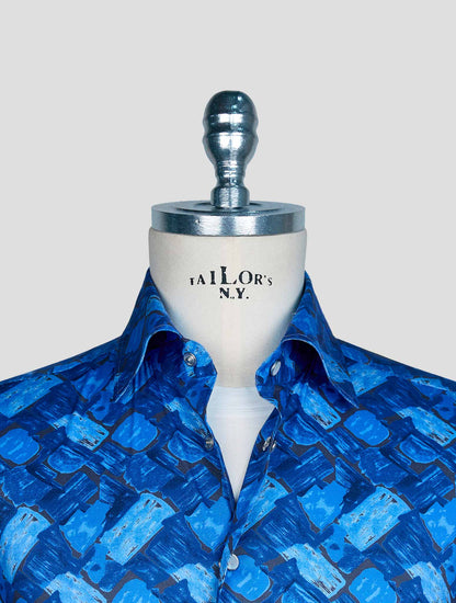 Kiton Blue Cotton Shirt