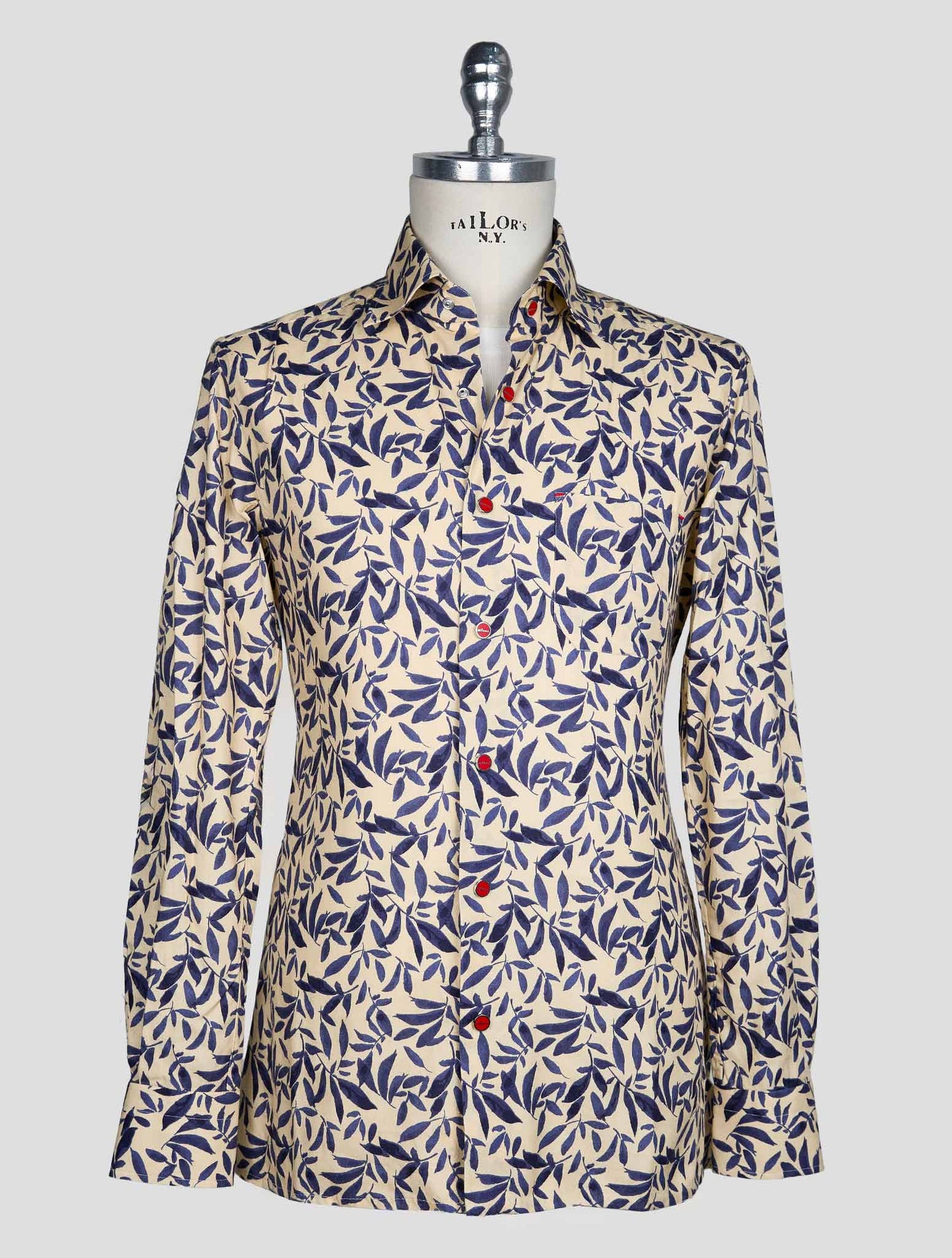 Kiton Beige Blue Cotton Shirt