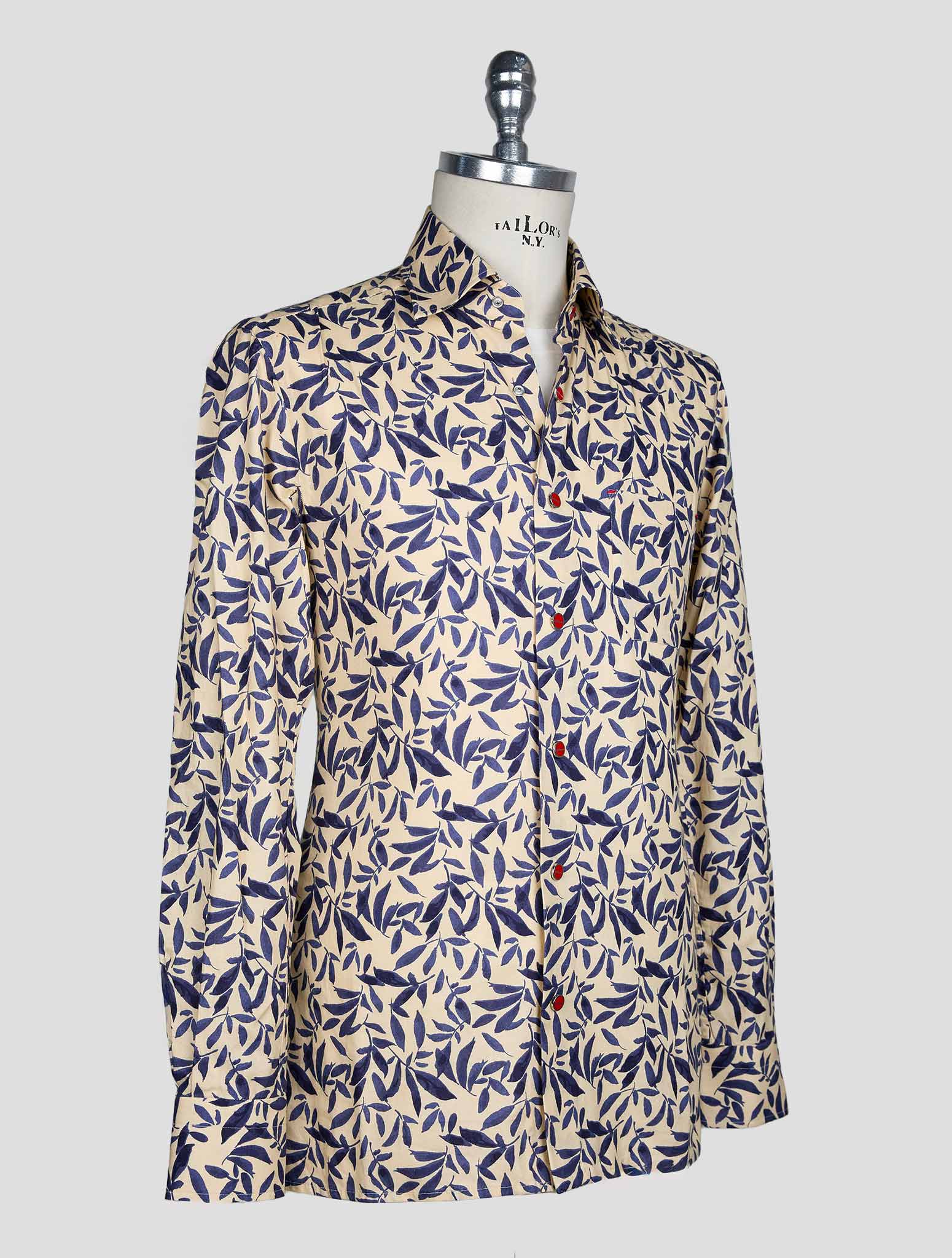 Kiton Beige Blue Cotton Shirt