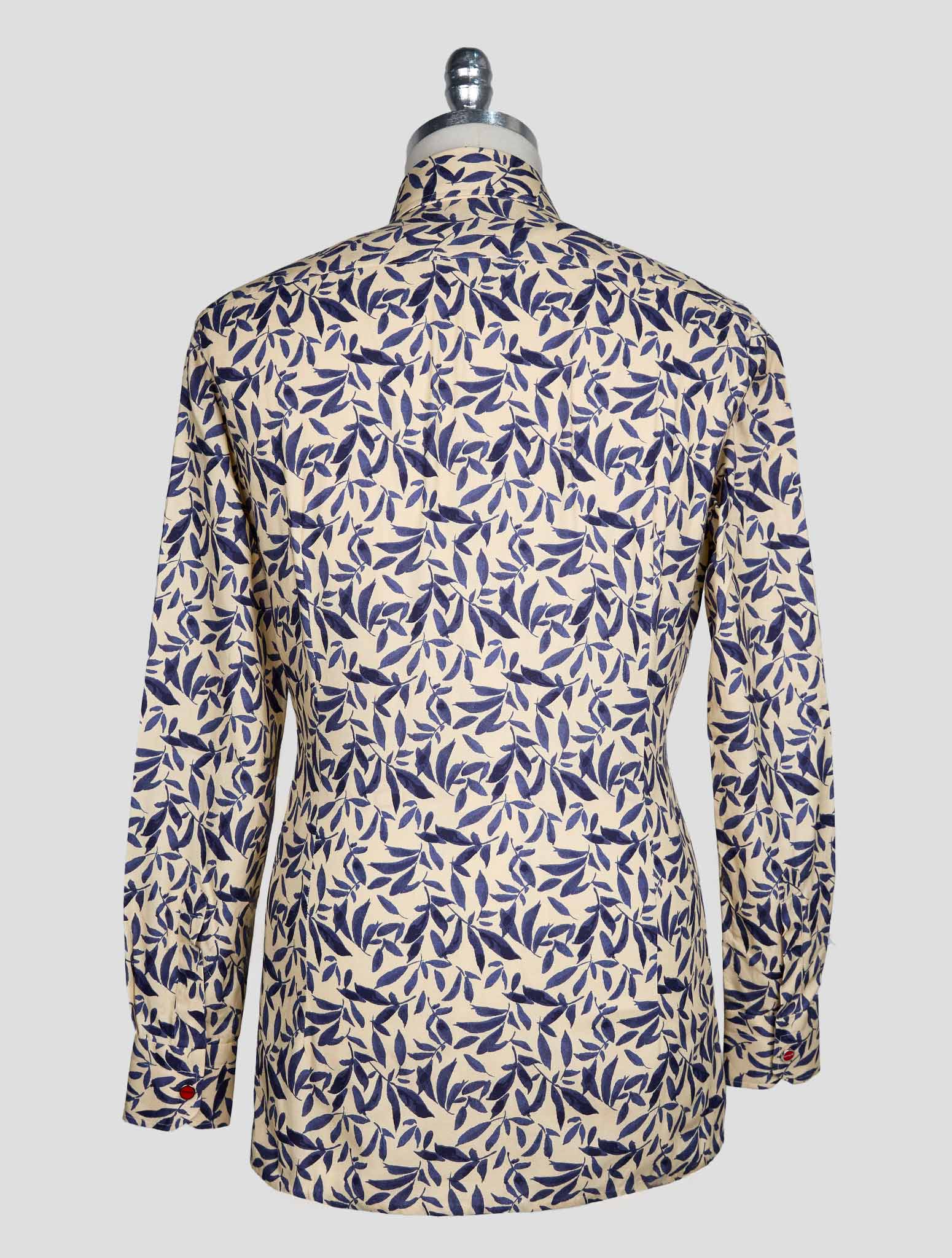 Kiton Beige Blue Cotton Shirt
