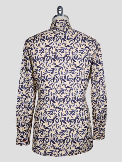 Kiton Beige Blue Cotton Shirt