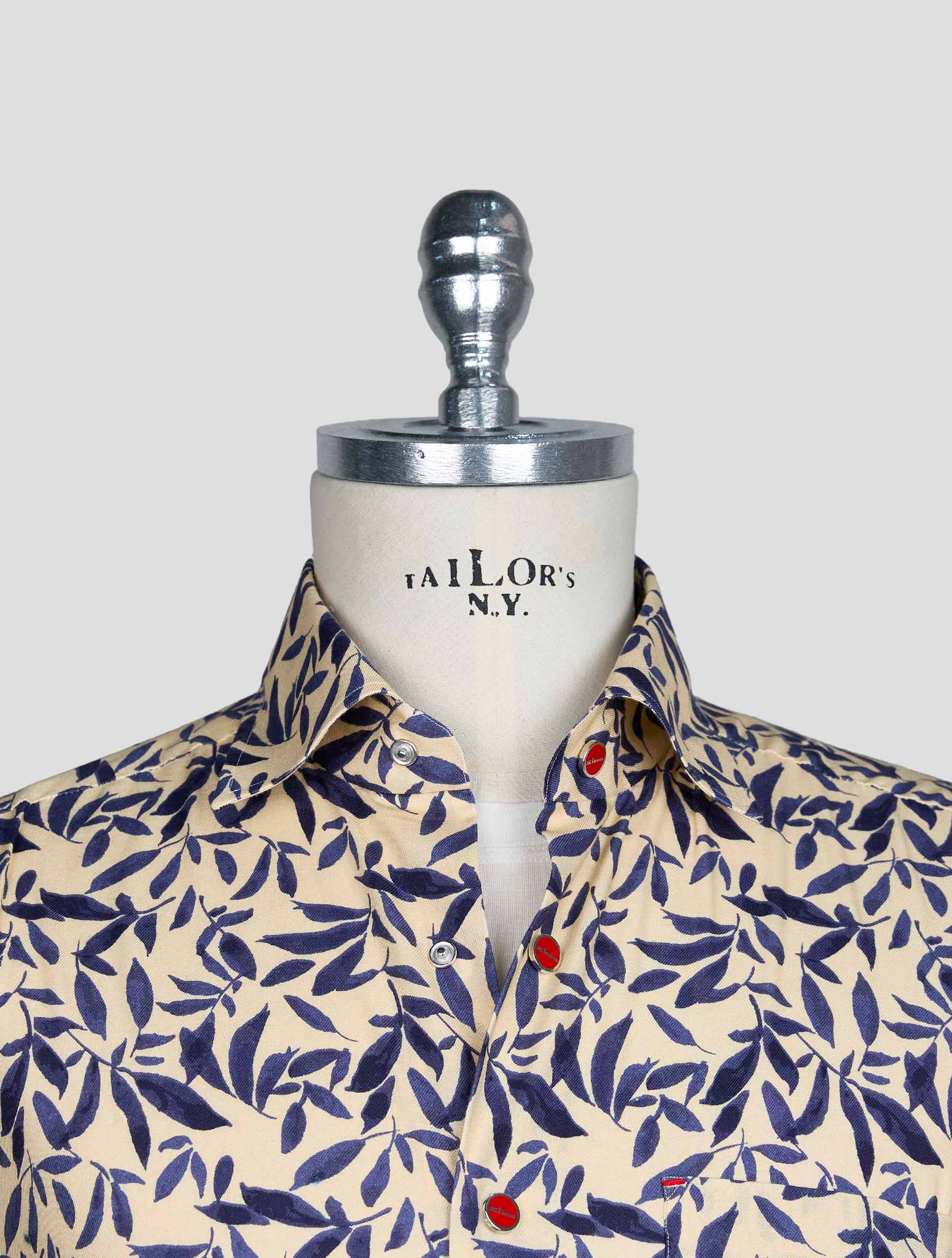 Kiton Beige Blue Cotton Shirt