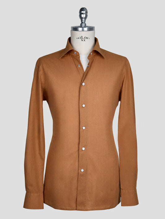 Kiton Brown  Cotton Shirt