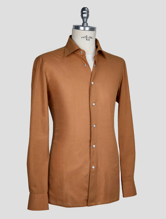 Kiton Brown  Cotton Shirt