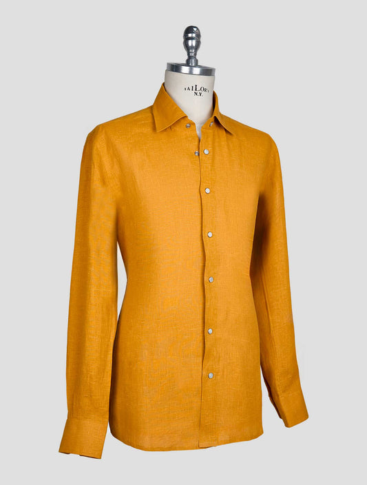 Kiton Light Brown Linen Shirt