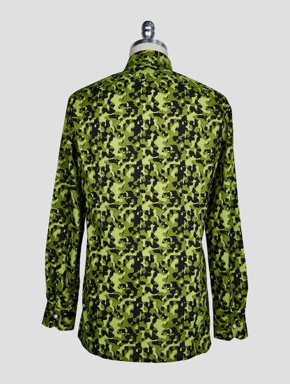 Kiton Green Black Cotton Shirt