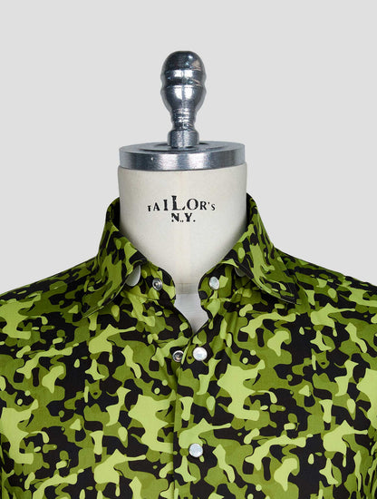 Kiton Green Black Cotton Shirt