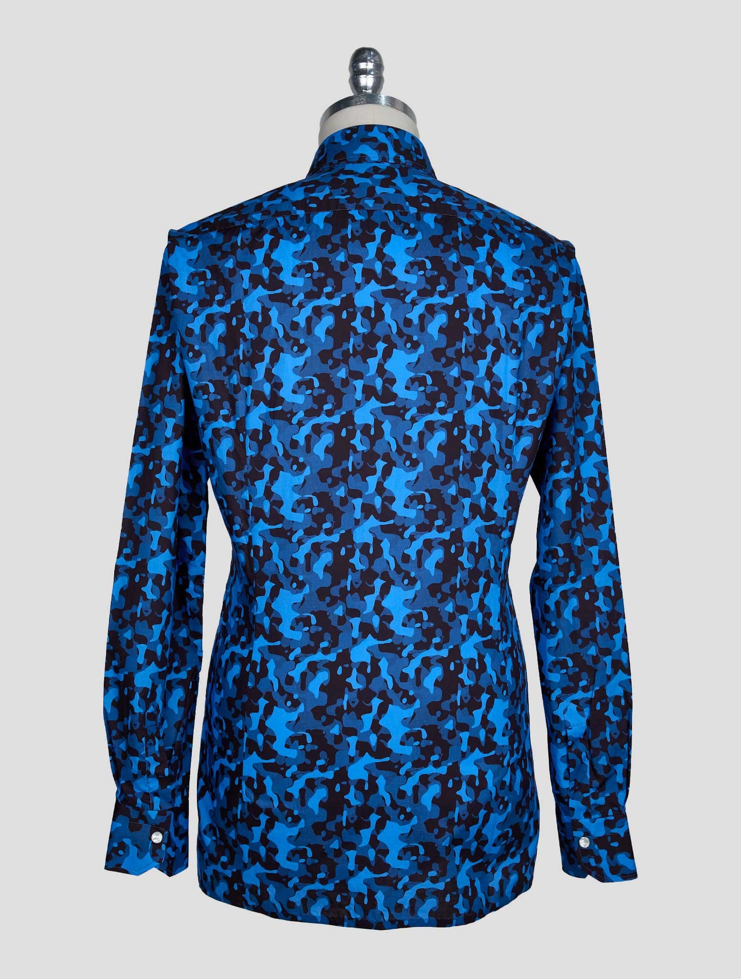 Kiton Blue Black Cotton Shirt