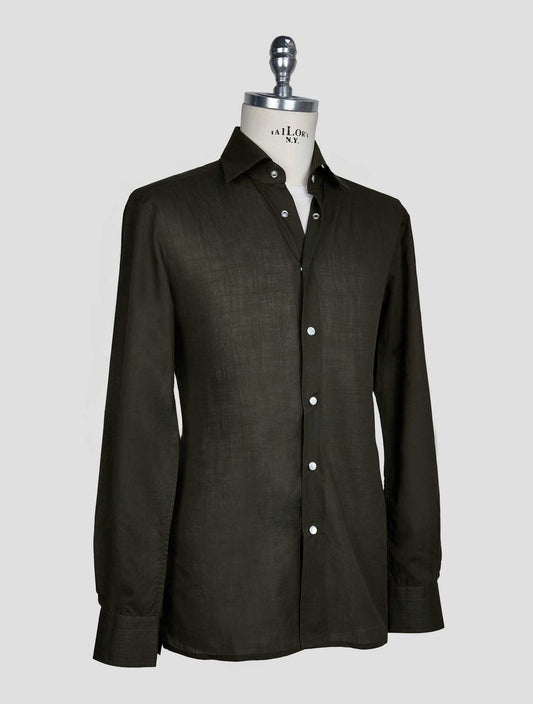 Kiton Dark Green Cotton Shirt