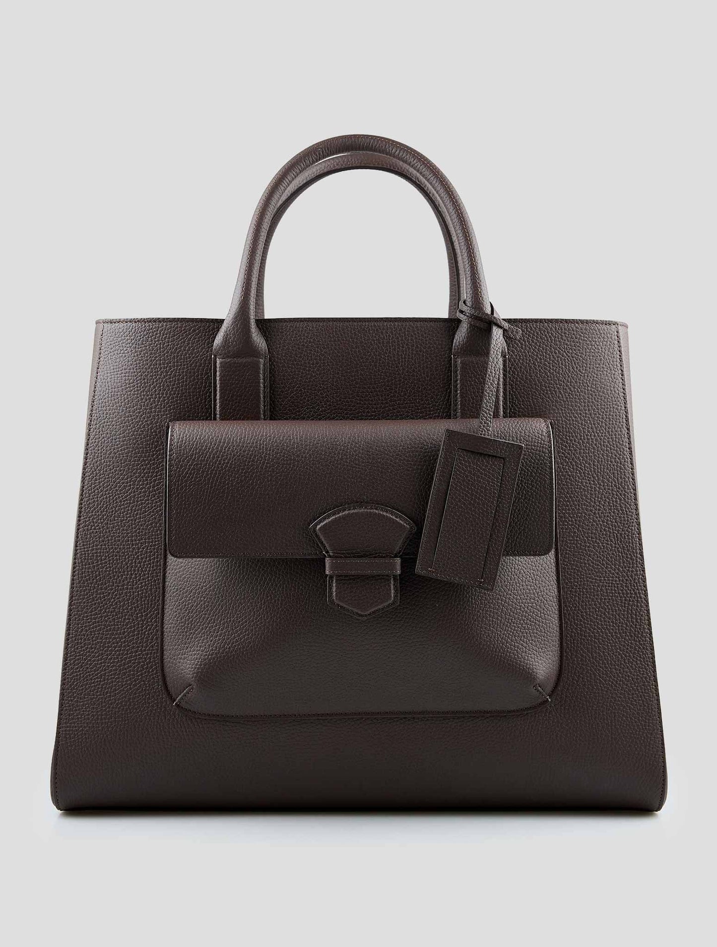 Isaia Brown Leather Tote Bag