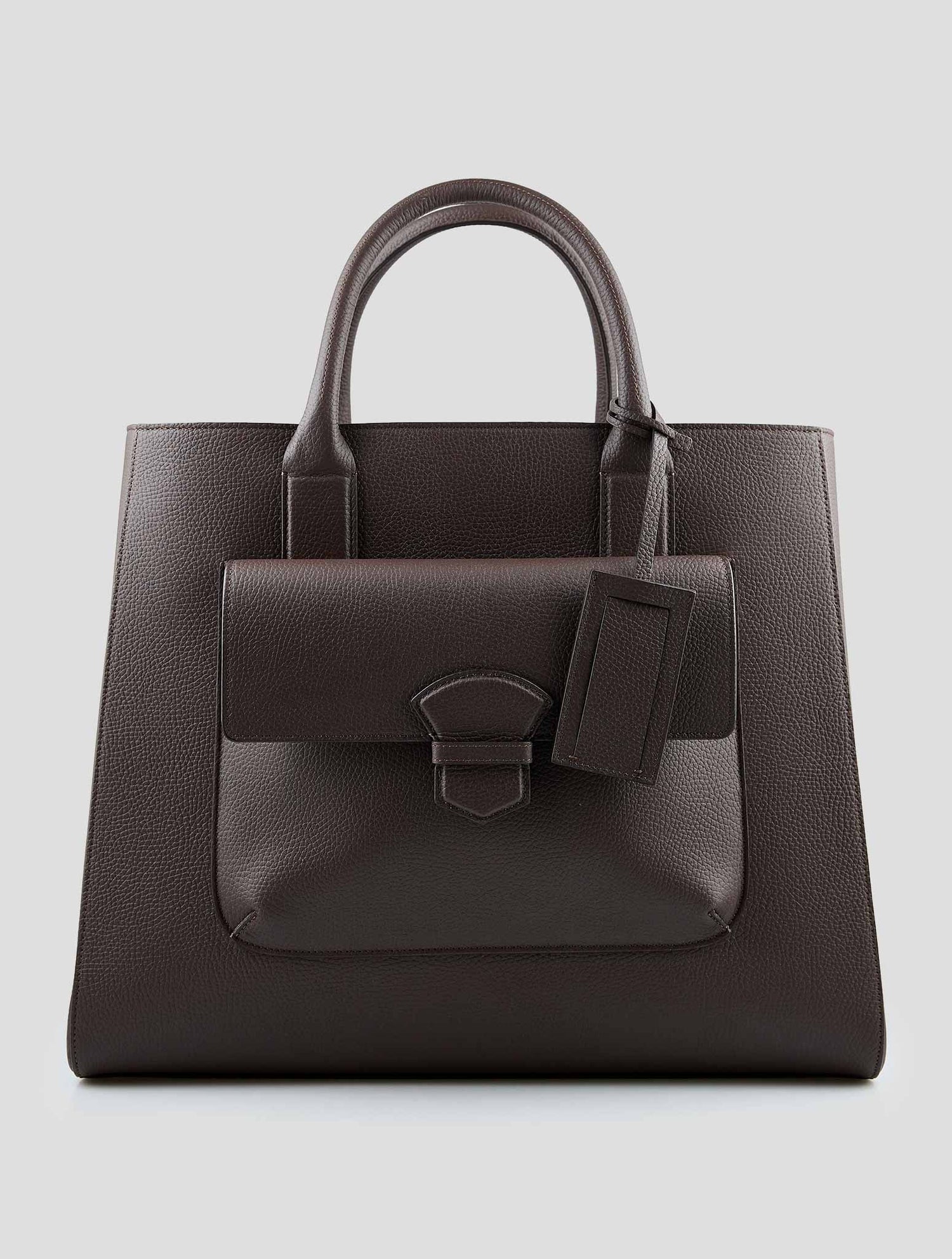Isaia Brown Leather Tote Bag