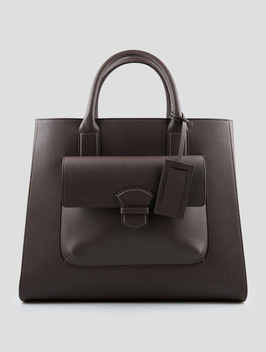 Isaia Brown Leather Tote Bag