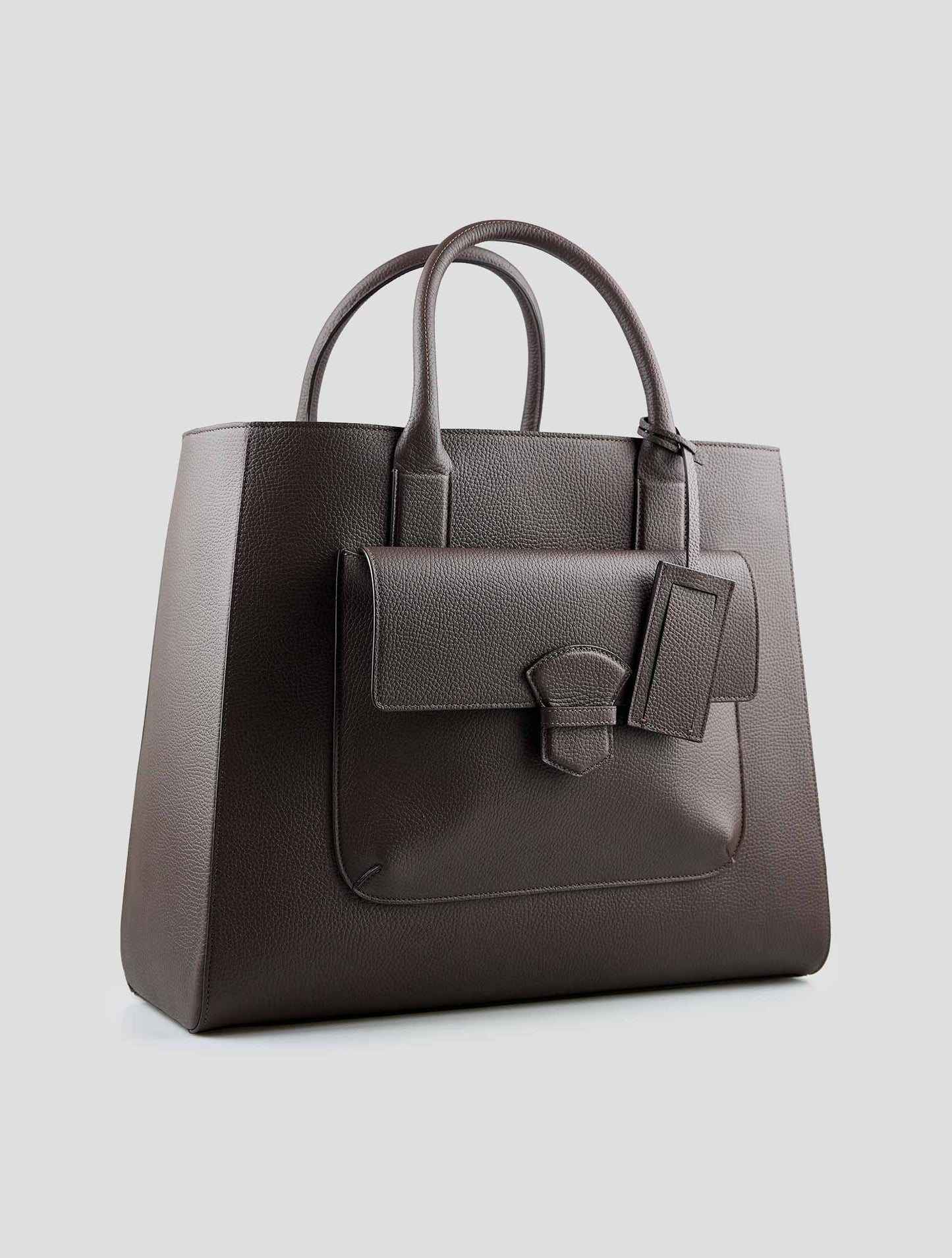 Isaia Brown Leather Tote Bag