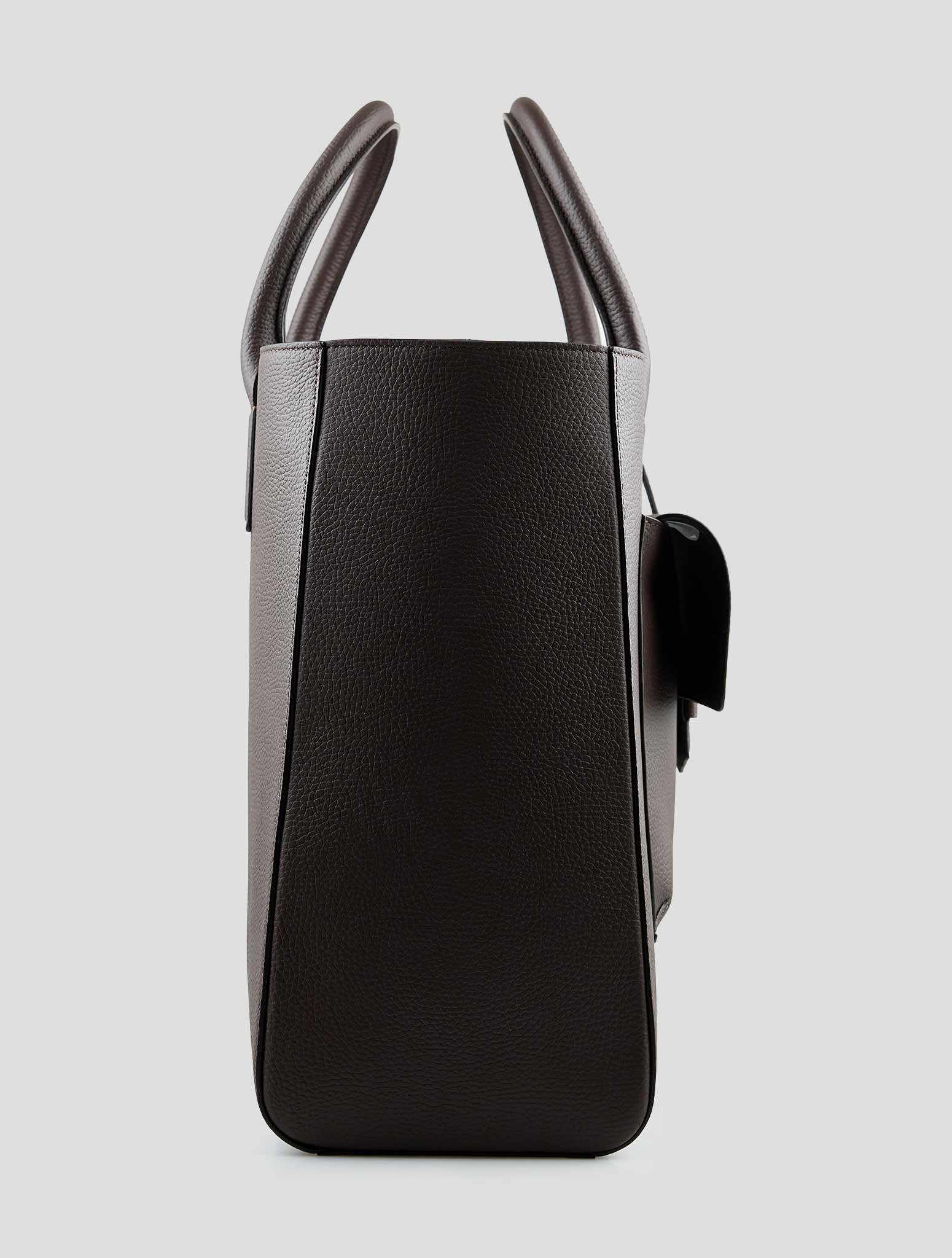 Isaia Brown Leather Tote Bag