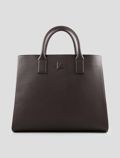 Isaia Brown Leather Tote Bag