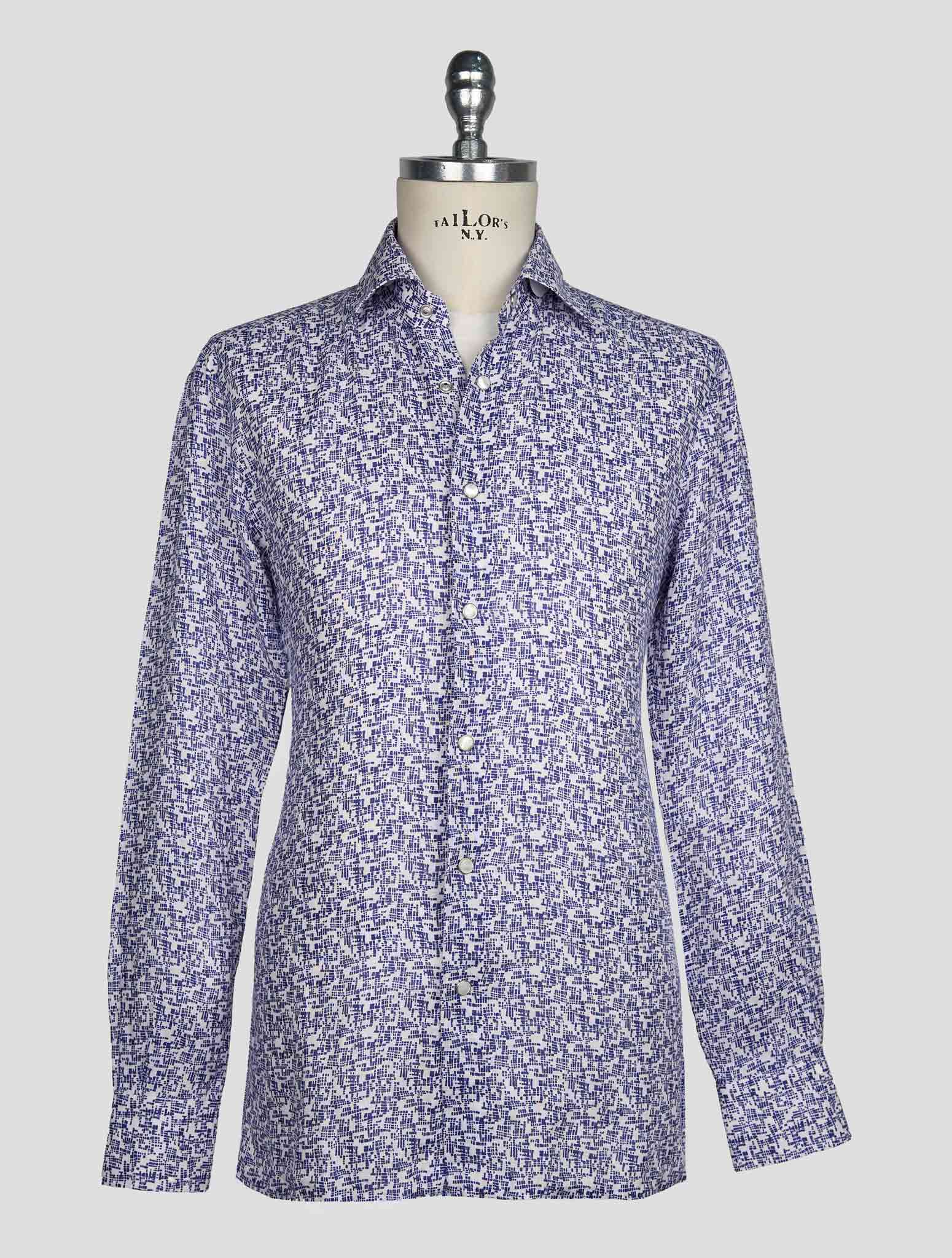 Kiton Blue White Linen Shirt