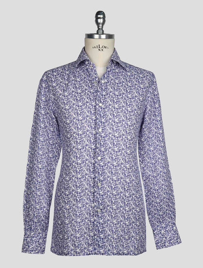 Kiton Blue White Linen Shirt