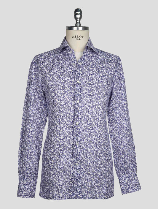 Kiton Blue White Linen Shirt