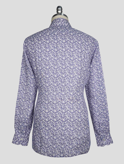 Kiton Blue White Linen Shirt