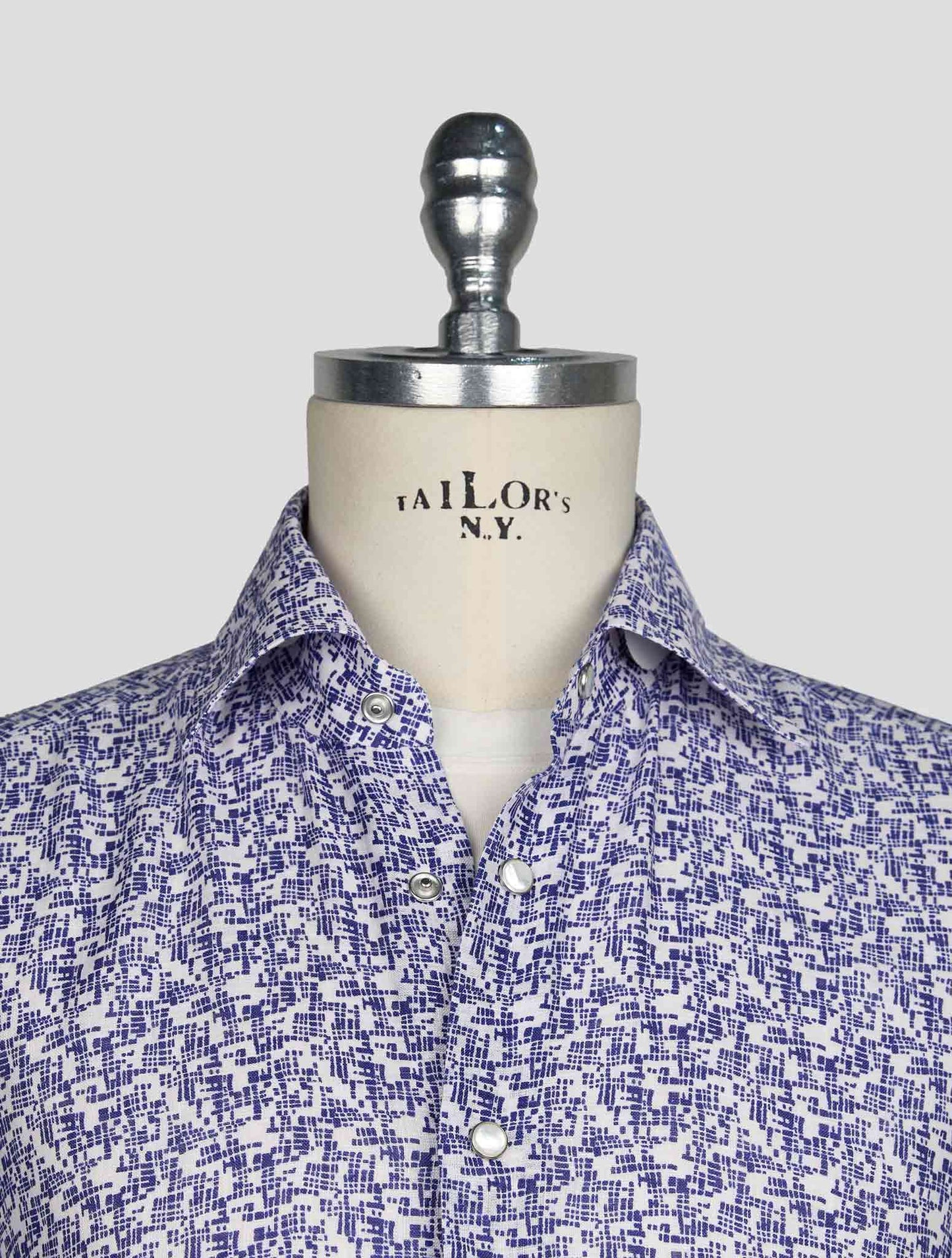 Kiton Blue White Linen Shirt