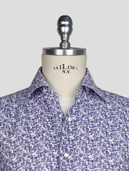 Kiton Blue White Linen Shirt