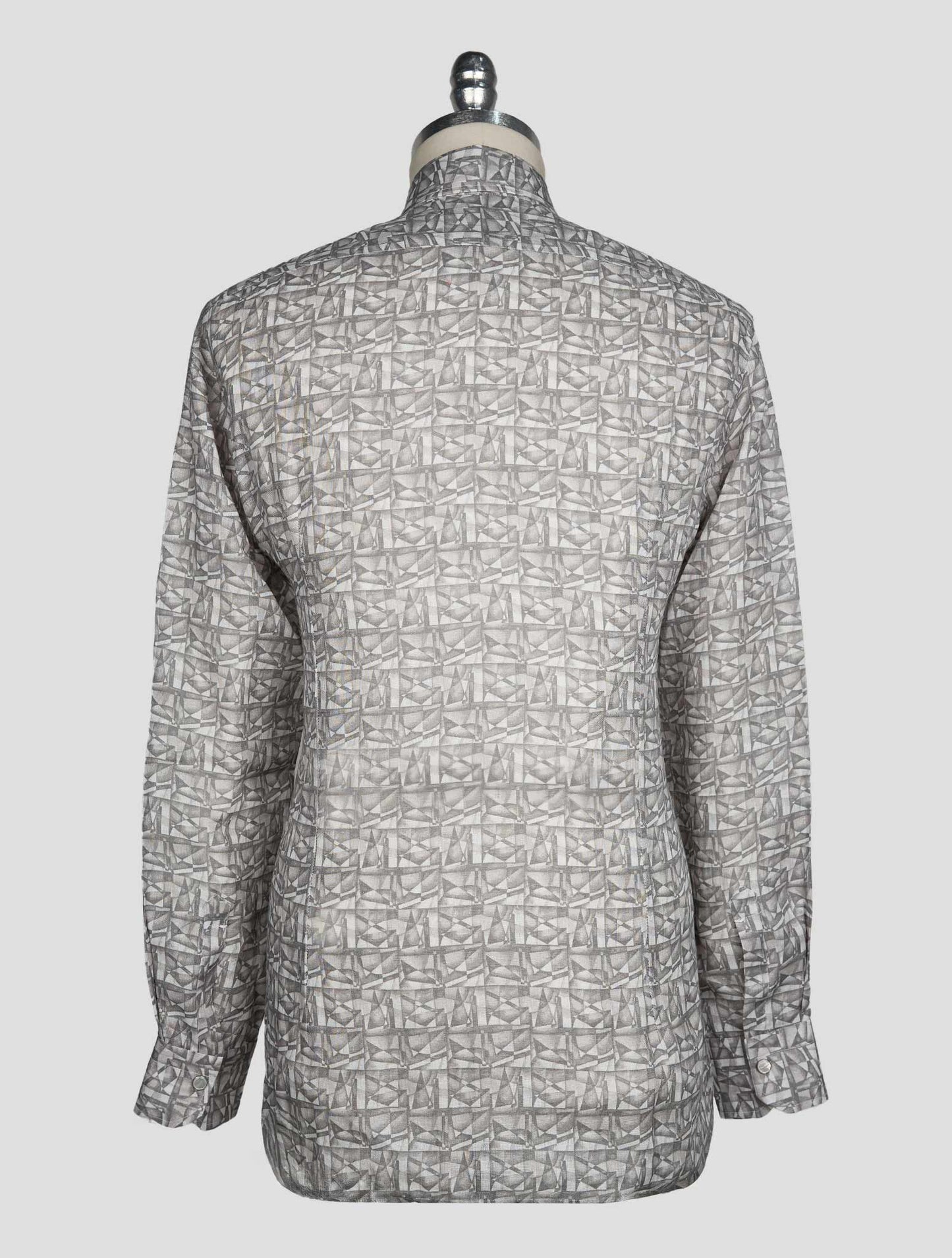 Kiton Gray White Linen Shirt