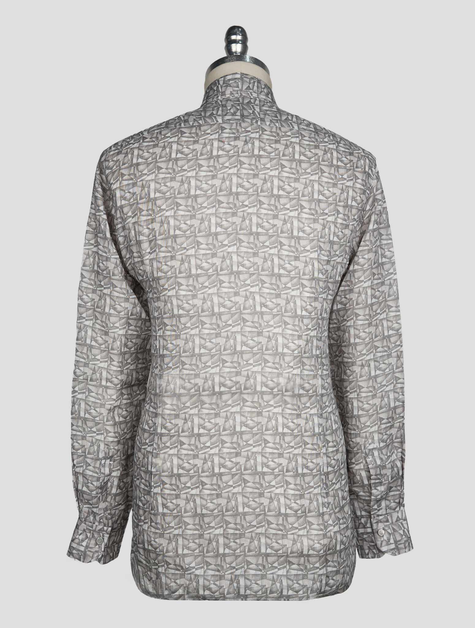 Kiton Gray White Linen Shirt